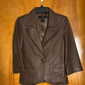Arden B Rich Brown Leather Blazer